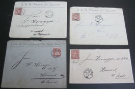 Schweiz 10 alte Belege mit Sitzender Helvetia 10 Cts rosa