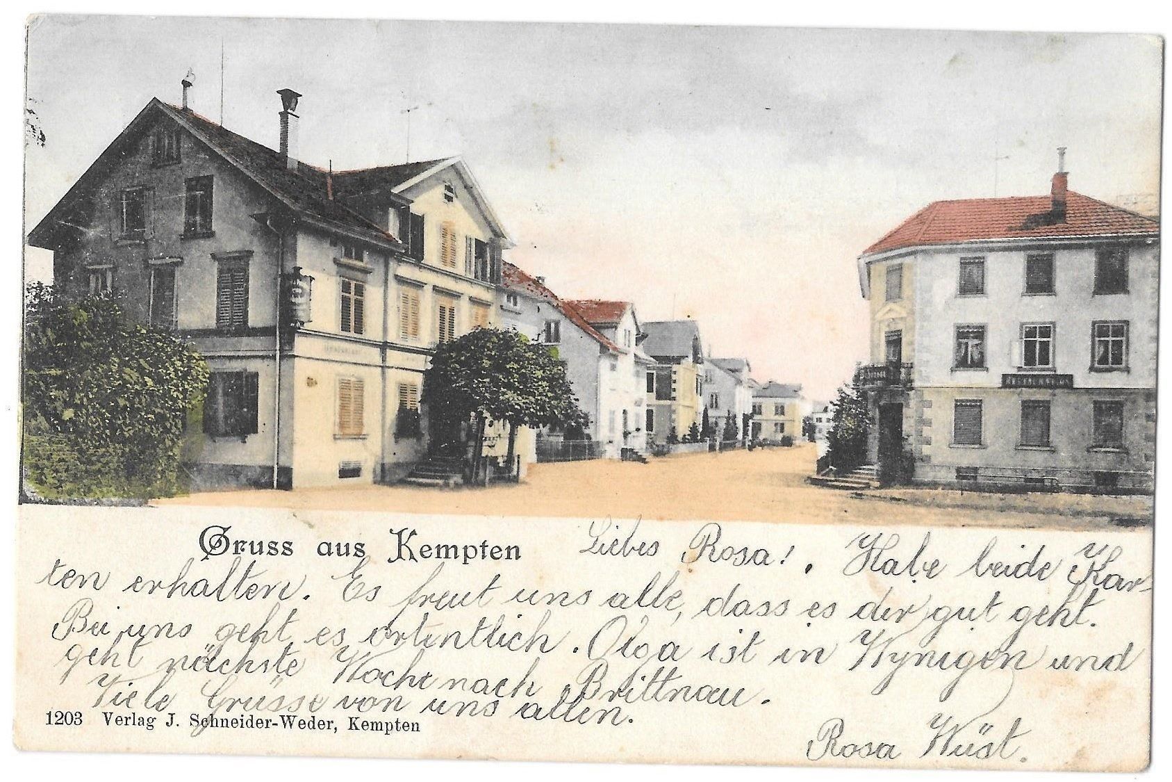 Ansichtskarten: Kempten Dorfstrasse coloriert – Gebraucht aus Olten von clotaldi