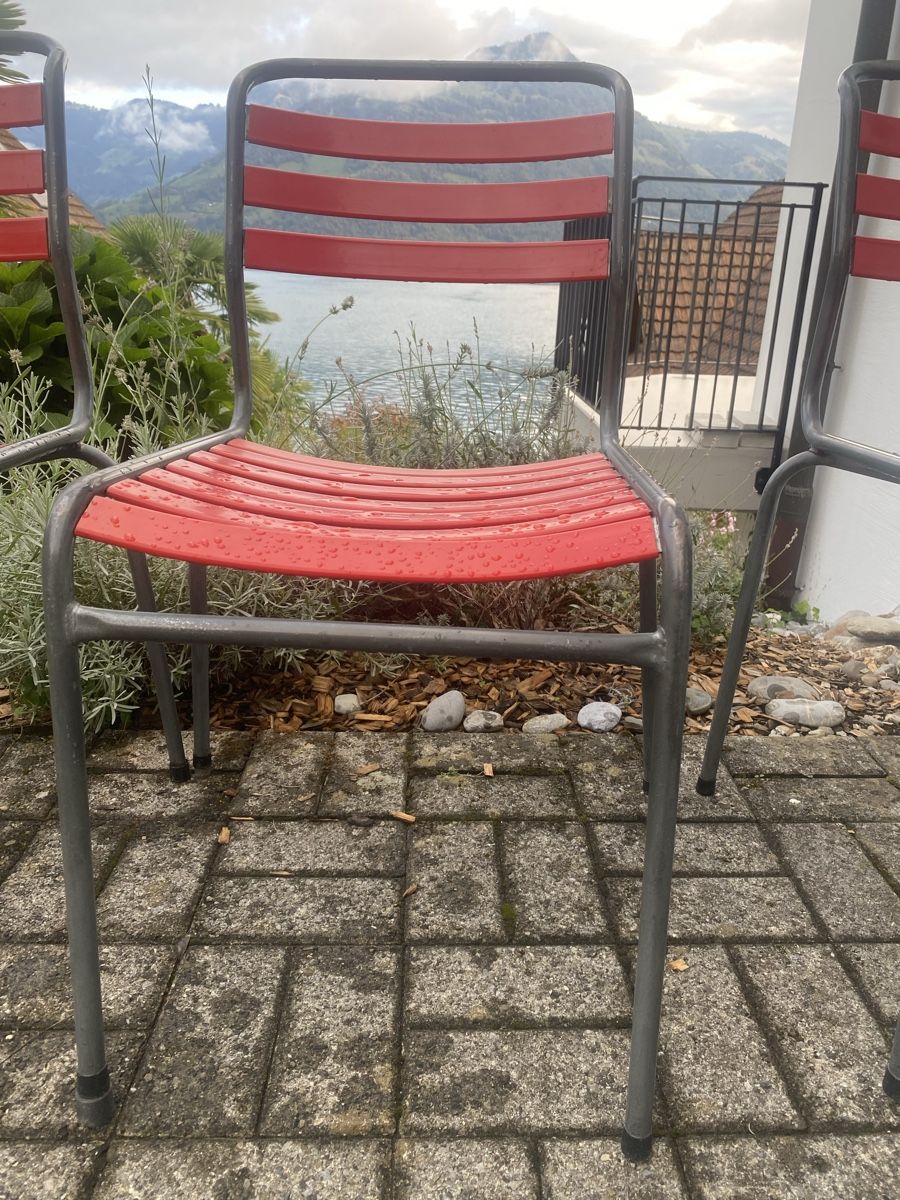 Sedie: 4 Retro Gartenstühle rot – Usato da Beckenried venduto da tyff123 3