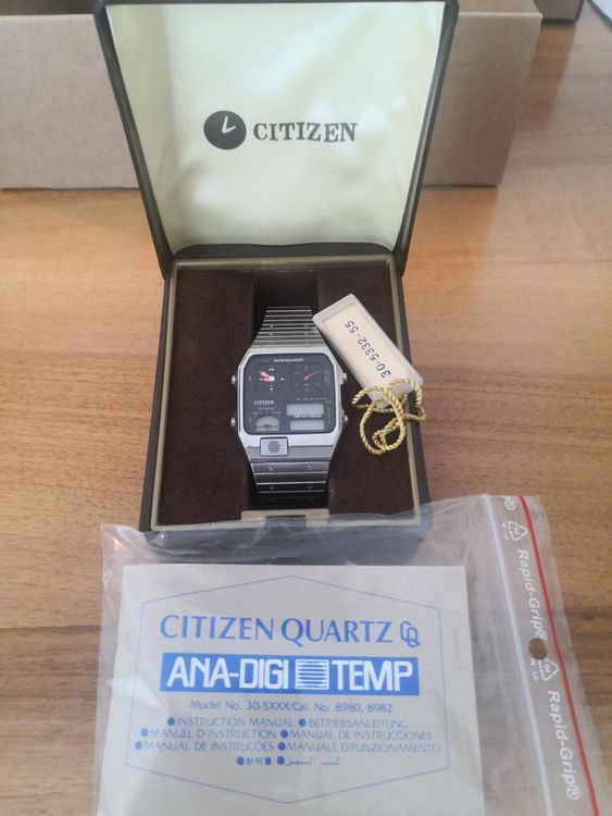 Montre pour homme vintage 1984 Citizen Ana-Digi Temp entretenue bracelet origina