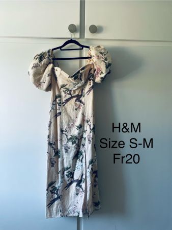 H&M Sommerkleid, geblümtes Midikleid, Grösse S