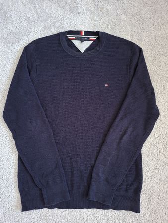 Pull Tommy Hilfiger bleu marine en coton taille L