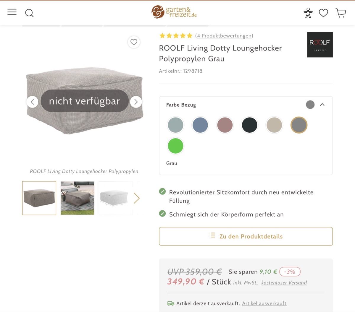 Poltrone: Designer Gartenmöbel - Roolf Lounge Set 4 Sessel + 2 Hocker – Nuovo (secondo la descrizione) da Zürich venduto da freerebel1 5