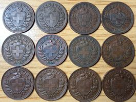Lot 2 Rappen 1850/1941 - Lot 12 Stück!