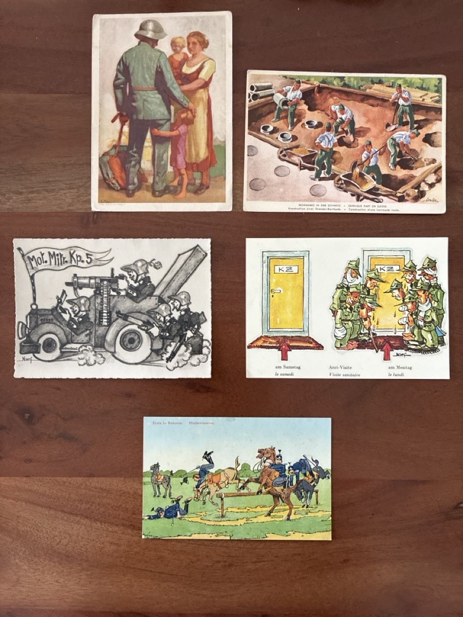 Cartoline postali: 12 Ansichtskarten Schweiz diverse vom Militär CH – Usato da Oftringen venduto da Cla.vD.74 2
