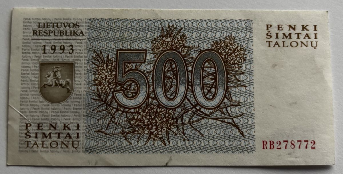 Banconote: Litauen 500 Talonu 1993 XF – Nuovo (secondo la descrizione) da Algetshausen venduto da Carrhard 1
