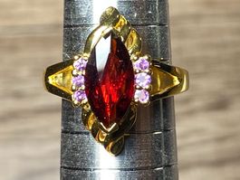 Granat (3 ct)+ Amethyst Ring 💎✨ Silber 925 vergoldet S193