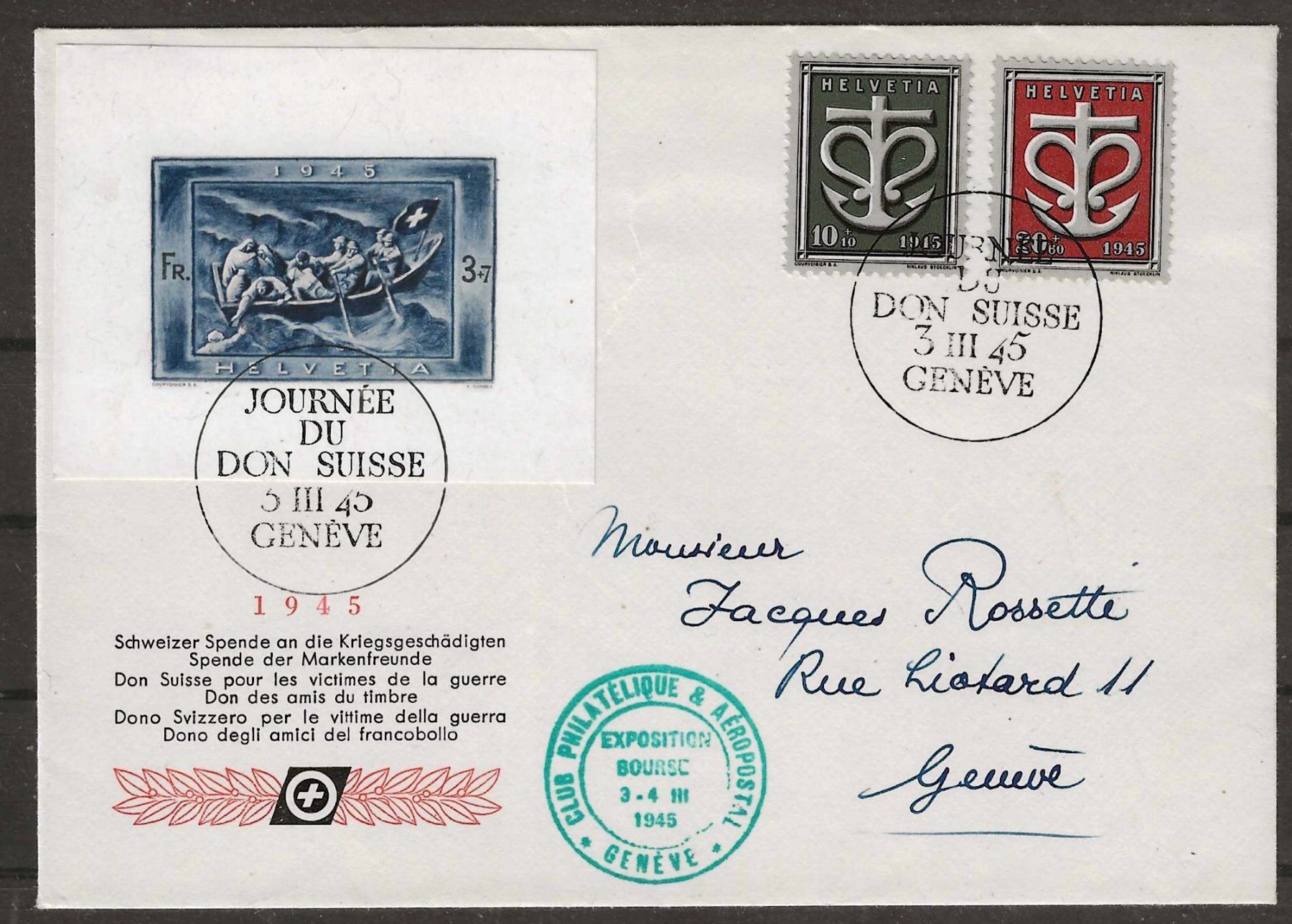 Alle Briefmarken: 1945 : Spendeblock Einzelwert W21 auf Brief – Gebraucht aus Gümligen von Geniusbuy