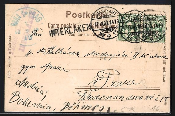 Cartes postales: Litho Interlaken, Hotel u. Pension Bavar – D'occasion à Berlin par bartko-reher 1
