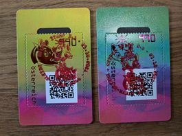Österreich Crypto Stamp 3.1 Set Rhino / Katze, Schw. Voll-ET