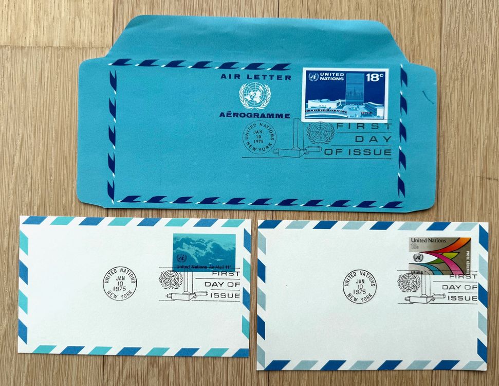 FDC vorfrankierte Briefe & Air letters UNO New York 1968-75 (Gebraucht ...