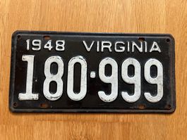 USA Nummernschild Virginia 1948 Selten !