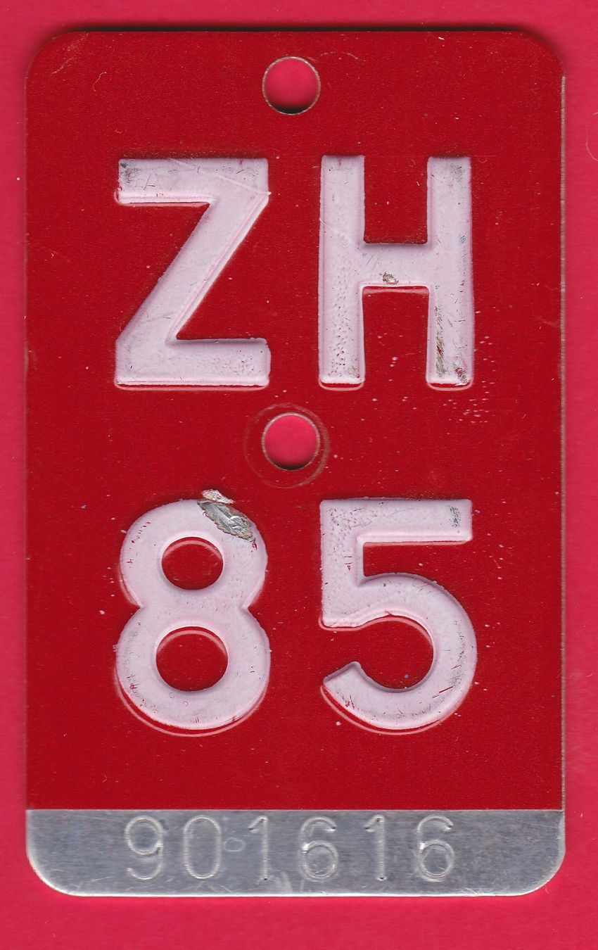 Schilder: VELONUMMER / FAHRRADSCHILD, ZH 85 – Gebraucht aus Oberrieden von Gebirgsstelze