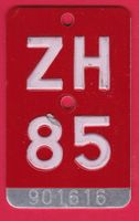 VELONUMMER / FAHRRADSCHILD, ZH 85