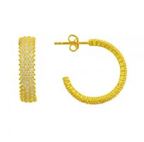 Ohrringe Creole Alliance Zirkonia 925 Silber gold pavé 20mm