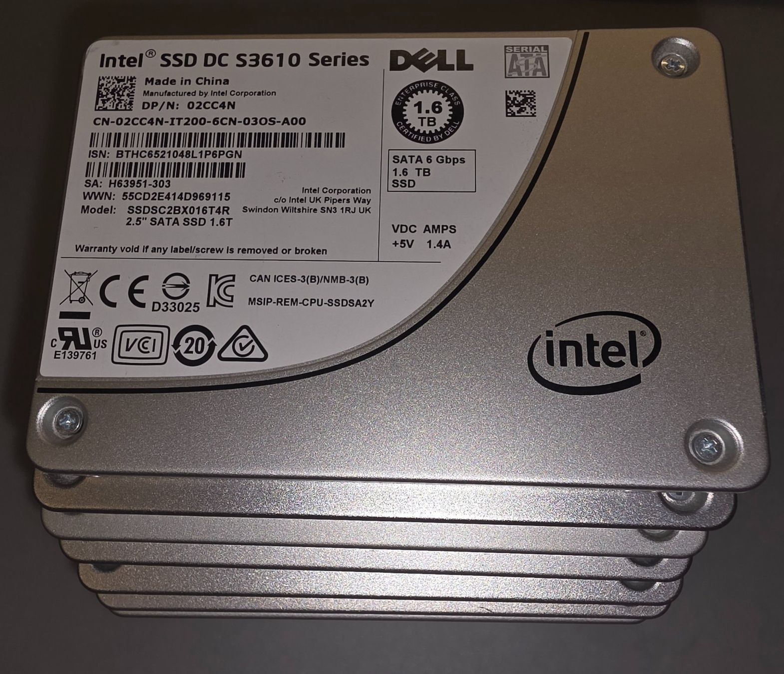Intel Harddisks: 1.6TB Intel Enterprise Extra Durable SATA SSD DC S3610 Serie – Gebraucht aus St. Gallen von the_2vhr 1