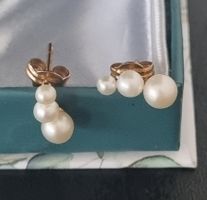 Ohrstecker Ohrring Gold 375/9K mit weissen Süsswasser Perlen