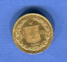 (1023) Helvetia, 20 Fr.  1893 Top Stgl