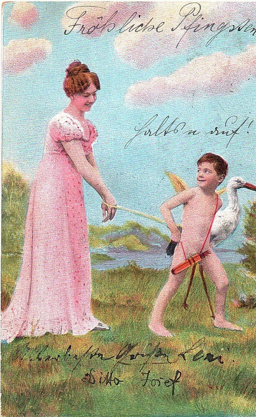Cartoline postali: Ansichtskarte antik Geburt Storch – Usato da Mörschwil venduto da lindaswunderkiste