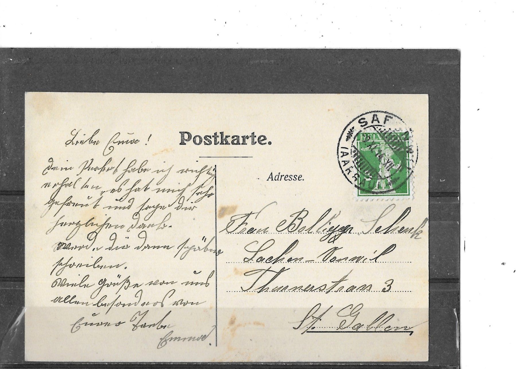 Cartoline postali: AG Safenwil 1914 – Usato da Schocherswil venduto da Wilare 1