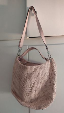 ABRO Tasche rosa geflochten