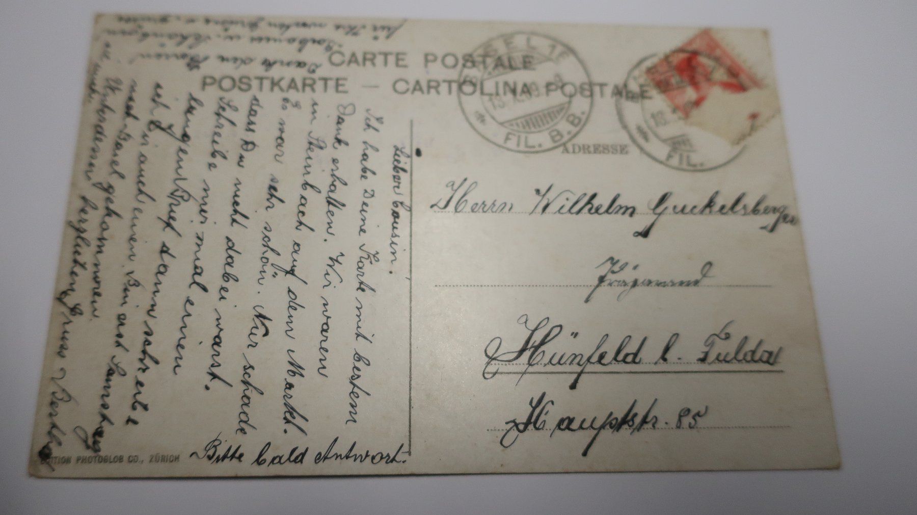 Ansichtskarten: Basel N°2402 1909 – Gebraucht aus Cormoret von Pascalll2001 2