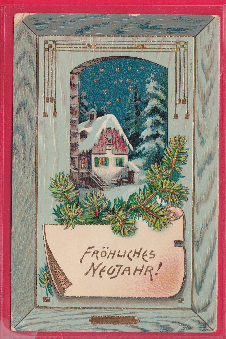 Cartoline postali: FRÖHLICHES NEUJAHR, 30.12.1910 – Usato da Oberrieden venduto da Gebirgsstelze
