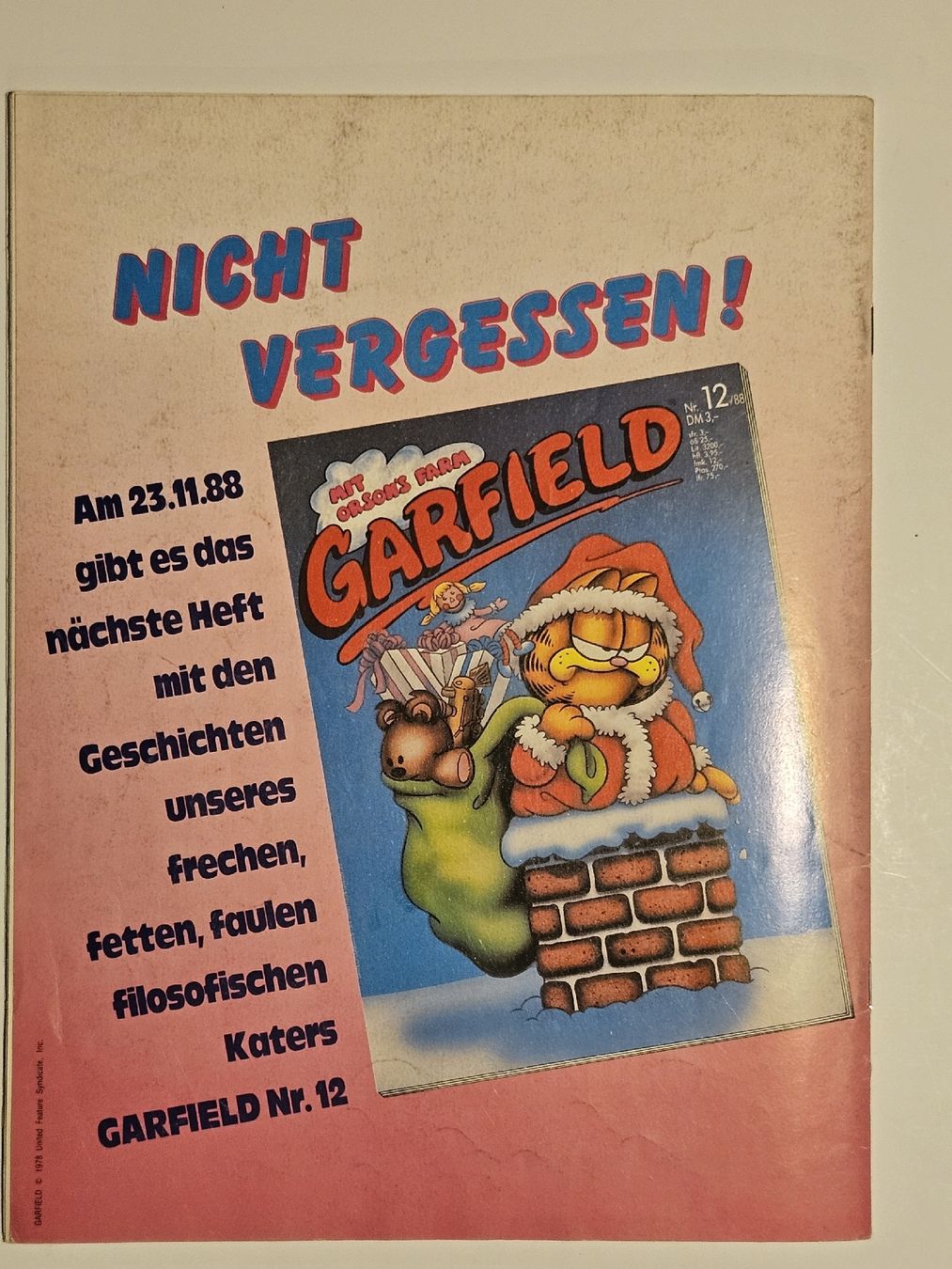Comics: Garfield Comic Nr. 11/88 / #WT18 – Gebraucht aus Oberdorf BL von BaldenEagle 3