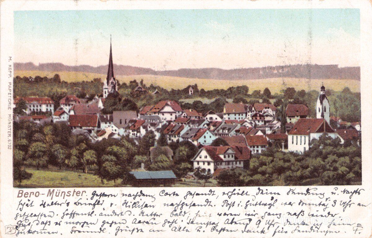 Ansichtskarten: Beromünster LU // 1902 Totalansicht Dorf – Gebraucht aus Basel von intermezzo12