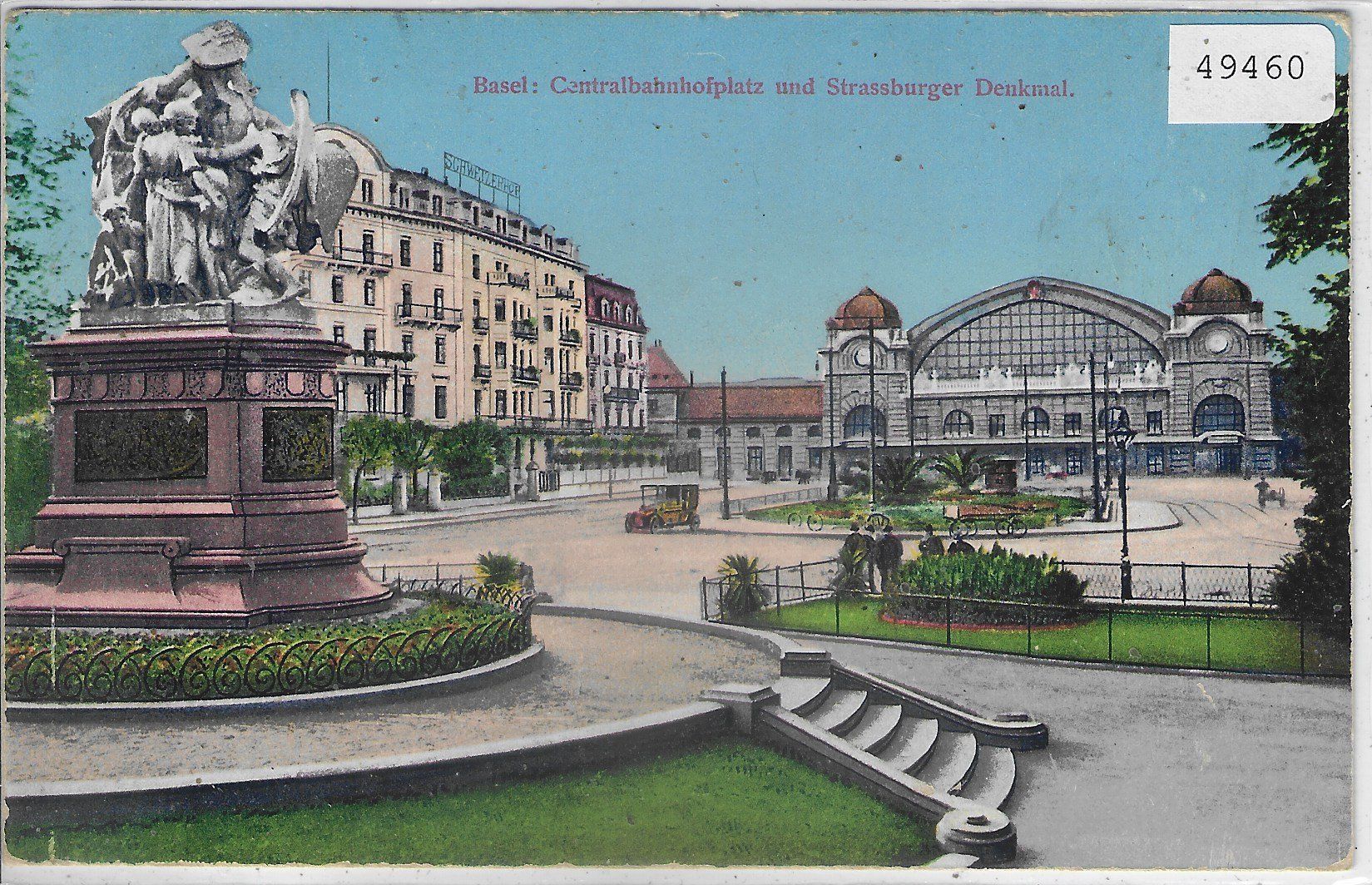 Cartoline postali: Basel - Centralbahnhofplatz u. Strassburger Denkmal - Litho – Usato da Ettingen venduto da Kartenplanet