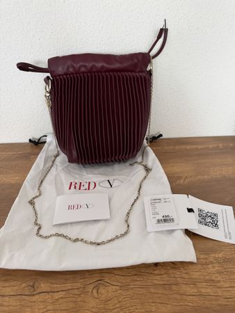 Sac bandoulière REDValentino plissé bordeaux cuir 