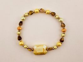 Damenarmband Perlen und Steine in Gelb Bernstein und Braun