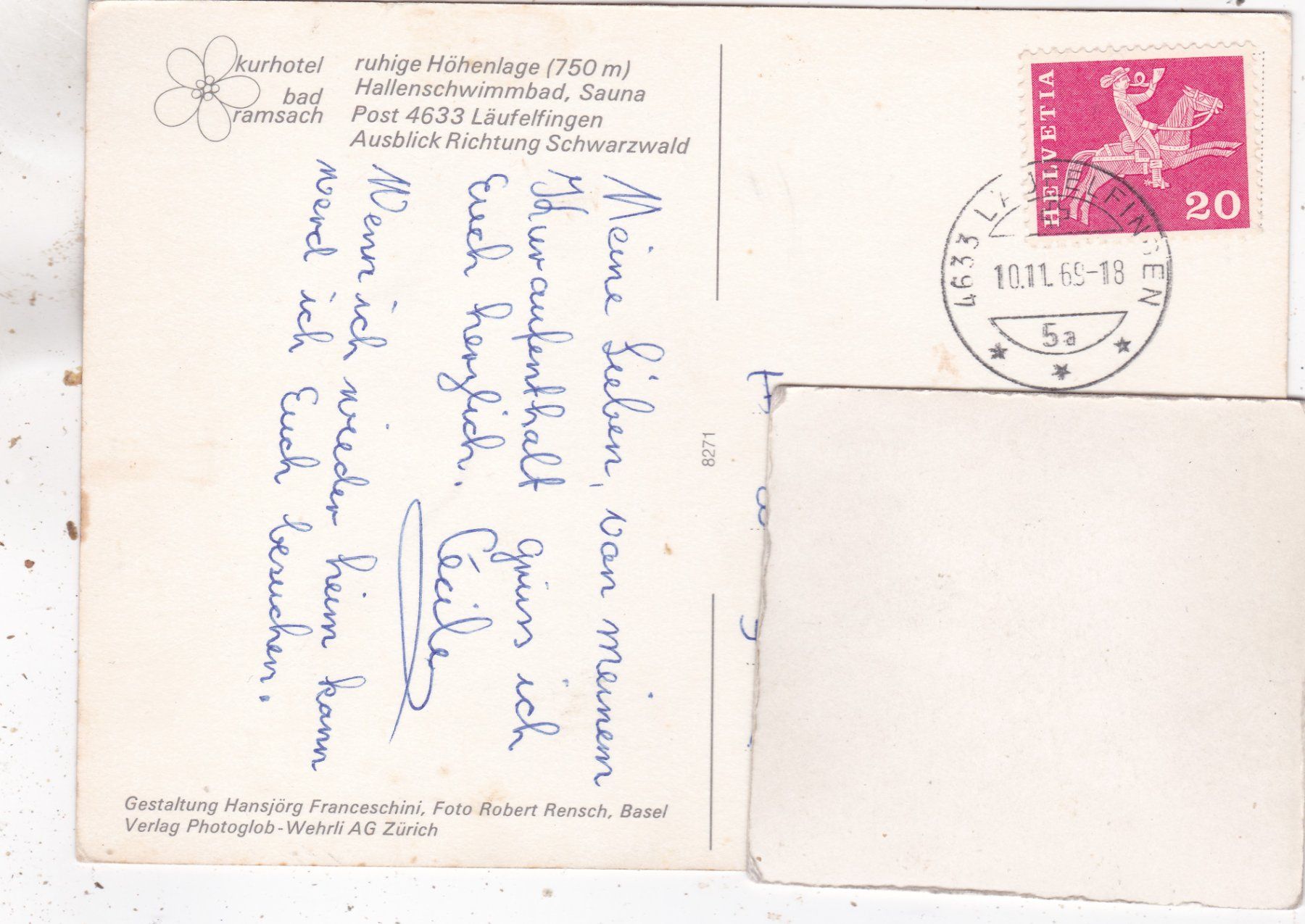 Cartes postales: Kurhotel Bad Ramsach 1969 – D'occasion à Herisau par Lisegrat2008 1