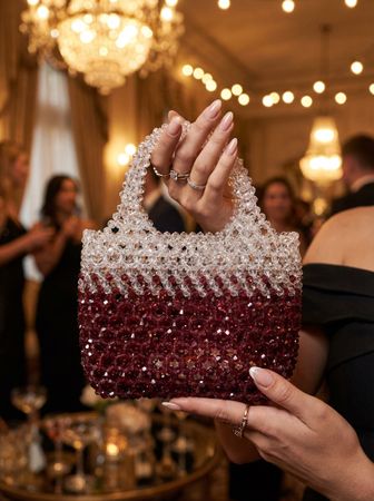 Handarbeit Glitzernde Handtasche aus Kristallperlen