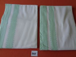1 Oberleintuch, Farbe weiss mit grüner Bordure - Vintage