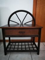 Table de chevet rotin et bois avec un tiroir