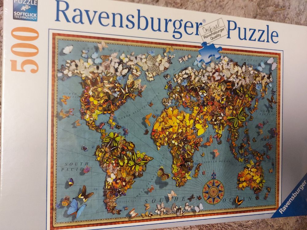 Ravensburger Puzzle: Ravensburger Puzzle 500. Weltkarte mit Schmetterlingen. NEU – Nuovo e nell'imballaggio originale da Altishofen venduto da tammy05 1