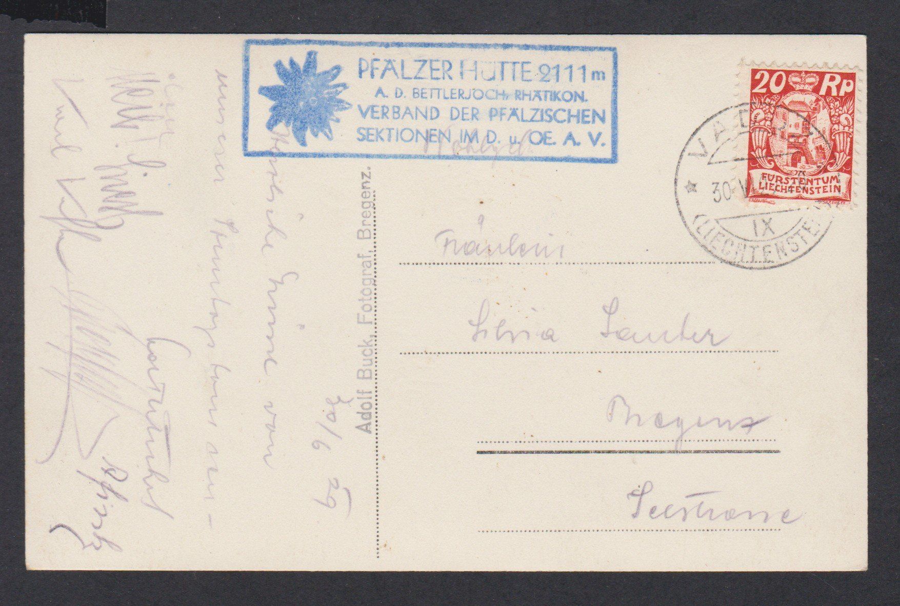 Cartoline postali: FL  Liechtenstein   :   alte Ansichtskarte - Stempel ! 1929 – Usato da Vitznau venduto da Ropaku 1