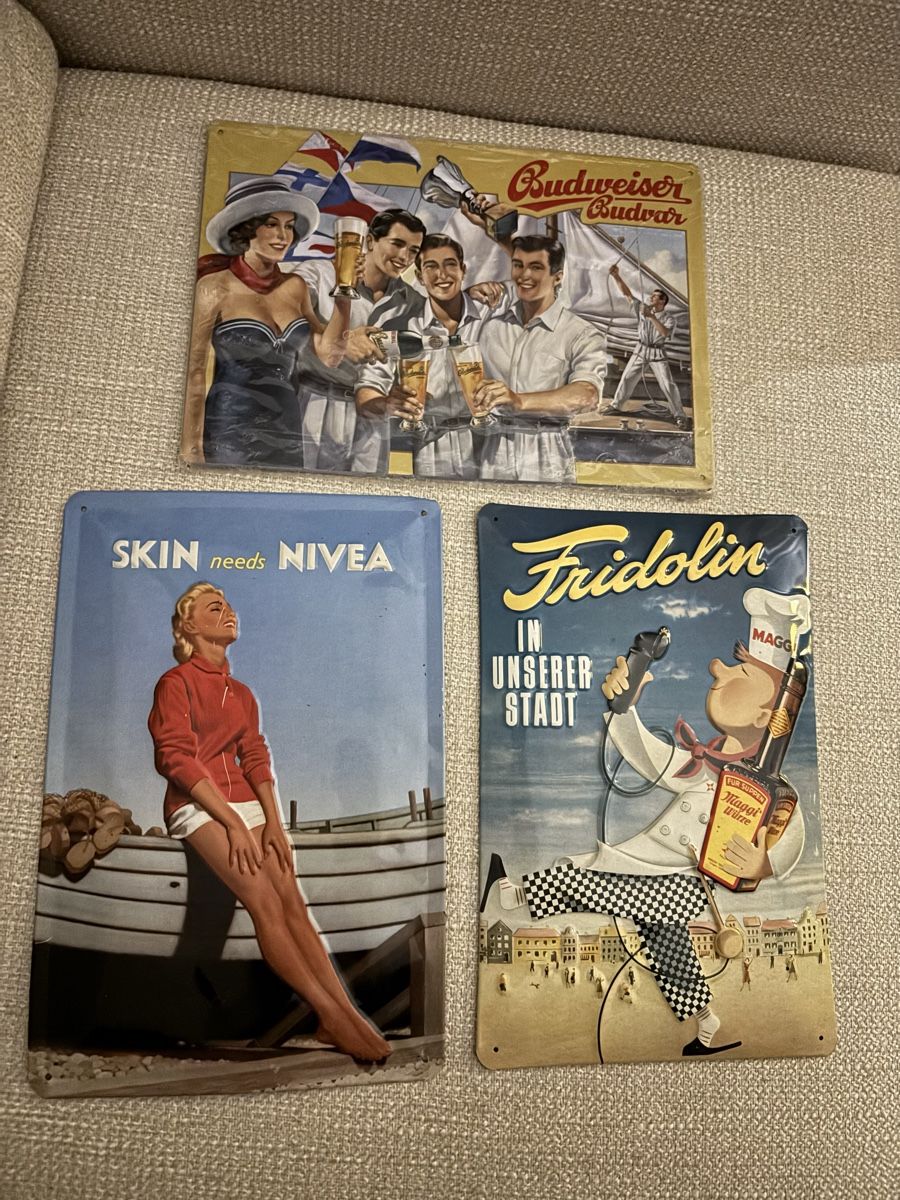 Schilder: 3 Werbe Blechschilder Nostalgie Nivea Budweiser Maggi – Neu (gemäss Beschreibung) aus Zürich von enjoyxvintage