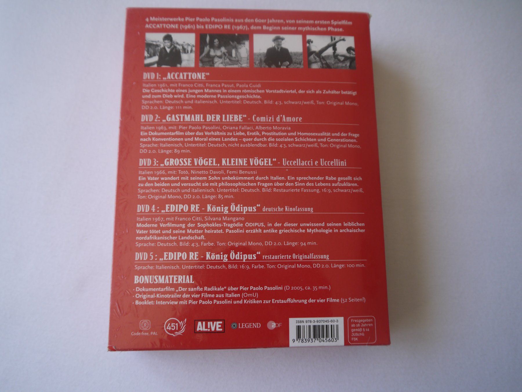 Tutti i DVDs: PIER PAOLO PASOLINI - Collection - neu OVP – Nuovo e nell'imballaggio originale da Hagendorn venduto da Blaf 1