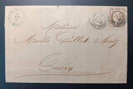 FRANKREICH FALTBRIEF, LYON NACH ( TORINO ) ITALIEN 1876