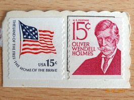 Oliver Wendell Holmes 15 Cent US Briefmarke  +  15c Fahne