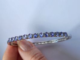 Tansanit Armreif in Silber 925, neuwertig, schönes Geschenk!
