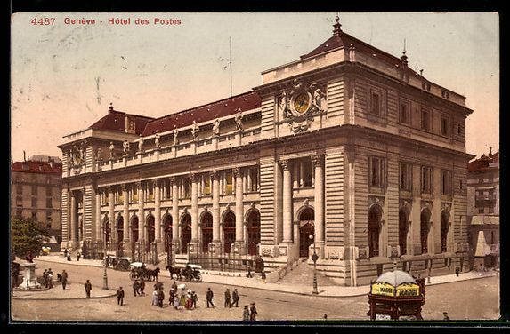 Ansichtskarten: AK Geneve, Hotel des Postes, 1910 – Gebraucht aus Berlin von bartko-reher