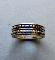 Bague ethnique en argent - pointillé - 1.7cm! Taille 52