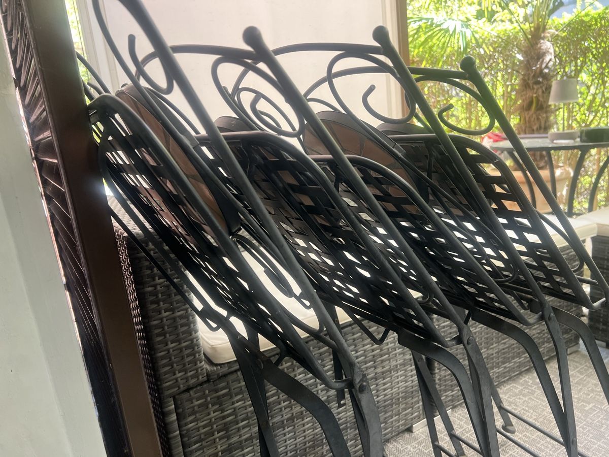 Sedie: 4 Gartenstühle Metall schwarz mit Mosaik gebraucht – Usato da Zürich venduto da ale_ap 3