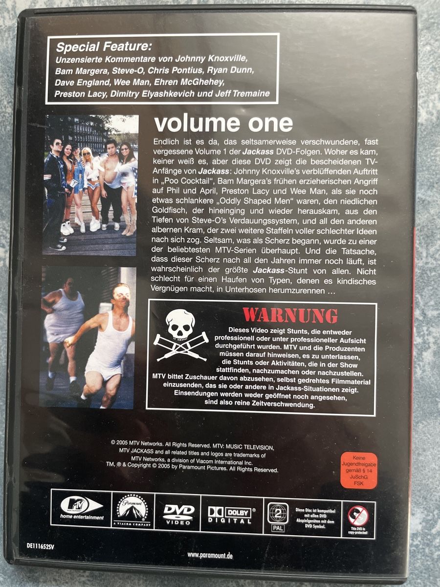 Tutti i DVDs: DVD jackass volume one – Usato da Dettighofen (Lengwil) venduto da Dolol 1