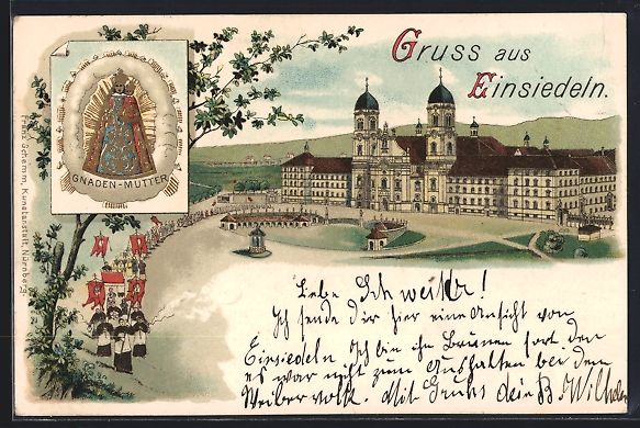 Ansichtskarten: Litho Einsiedeln, Kloster und Gnadenbild – Gebraucht aus Berlin von bartko-reher
