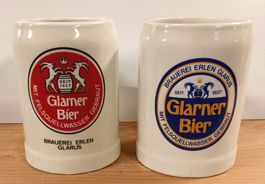 2 Bierkrug Bier Brauerei Erlen Glarus 1974 & 1978