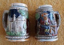 2 Keramik Bierkrüge Souvenir Säntis Appenzell, Schweiz, Top!